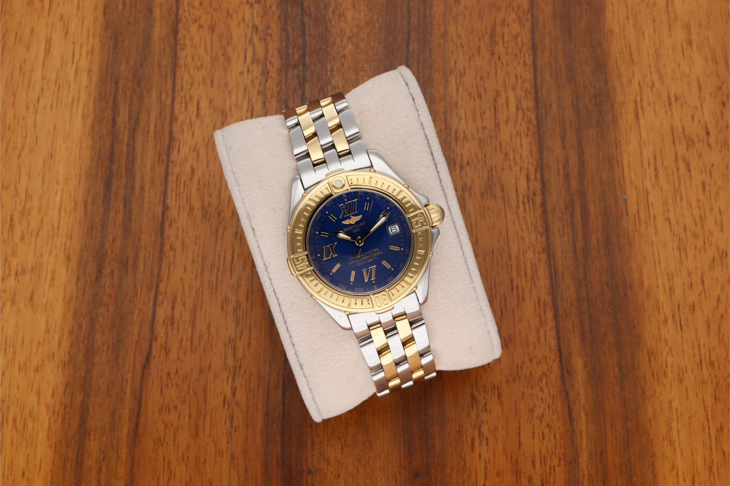 Breitling B-Class Chronometer Stahl Gold Lady Damenuhr D71365 Pilotband 18k 750 Massivgold Lünette im deutschen Fullset