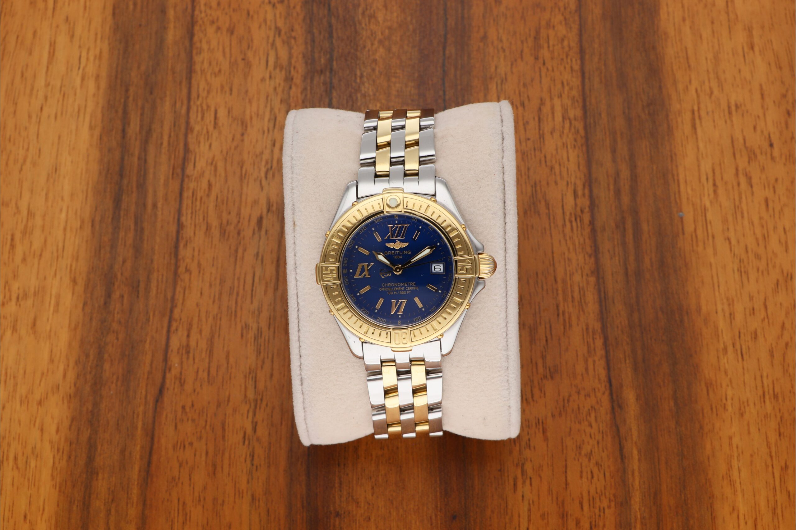 Breitling B-Class Chronometer Stahl Gold Lady Damenuhr D71365 Pilotband 18k 750 Massivgold Lünette im deutschen Fullset