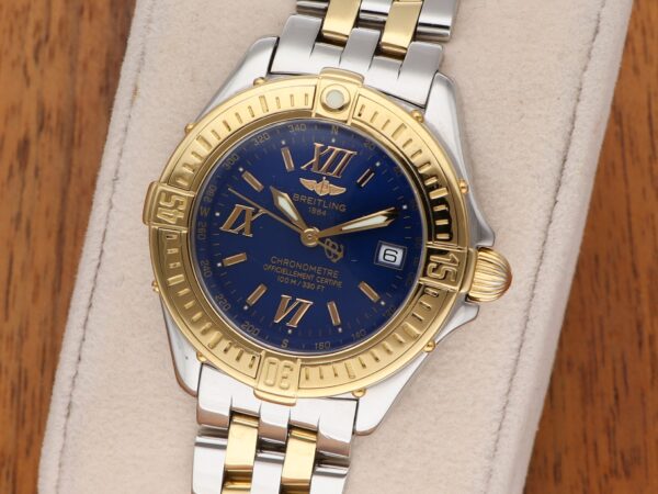 Breitling B-Class Chronometer Stahl Gold Lady Damenuhr D71365 Pilotband 18k 750 Massivgold Lünette im deutschen Fullset