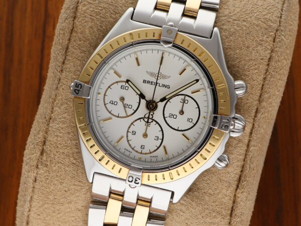 Breitling Callisto Chronograph Vintage Handaufzug Stahl Gold Pilotband B11047 B&P & Breitling Service 2024
