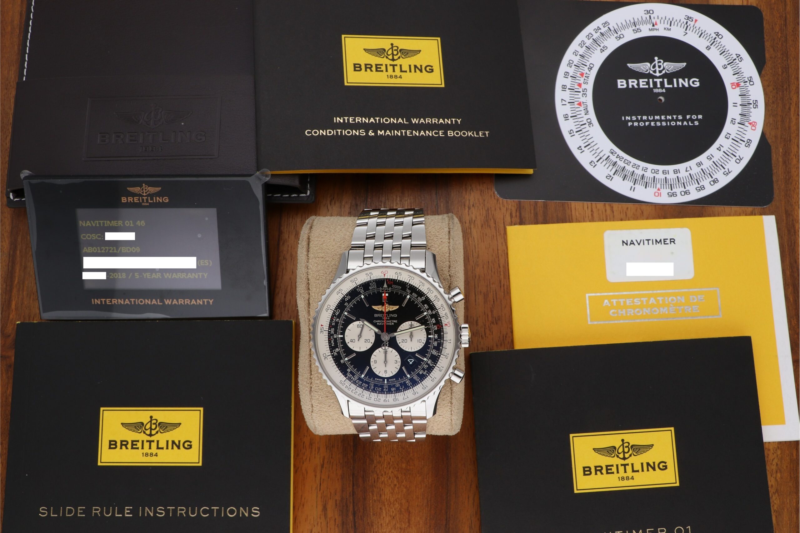 Breitling Navitimer 46 Automatik B01 Chronograph AB012721BD09 Stahl Pilotband Fullset 2018 im BESTZUSTAND